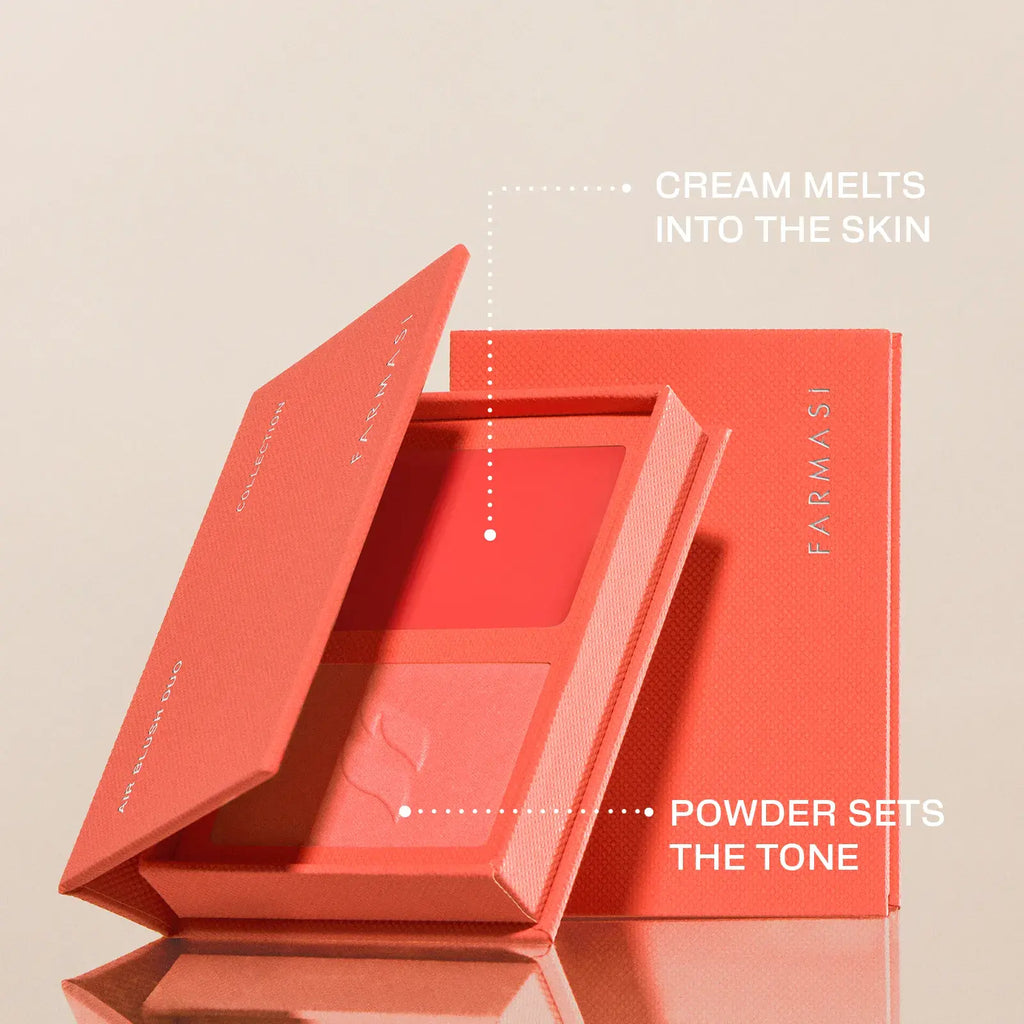 Air Blush Duo-palett fra Farmasi med de to teksturene