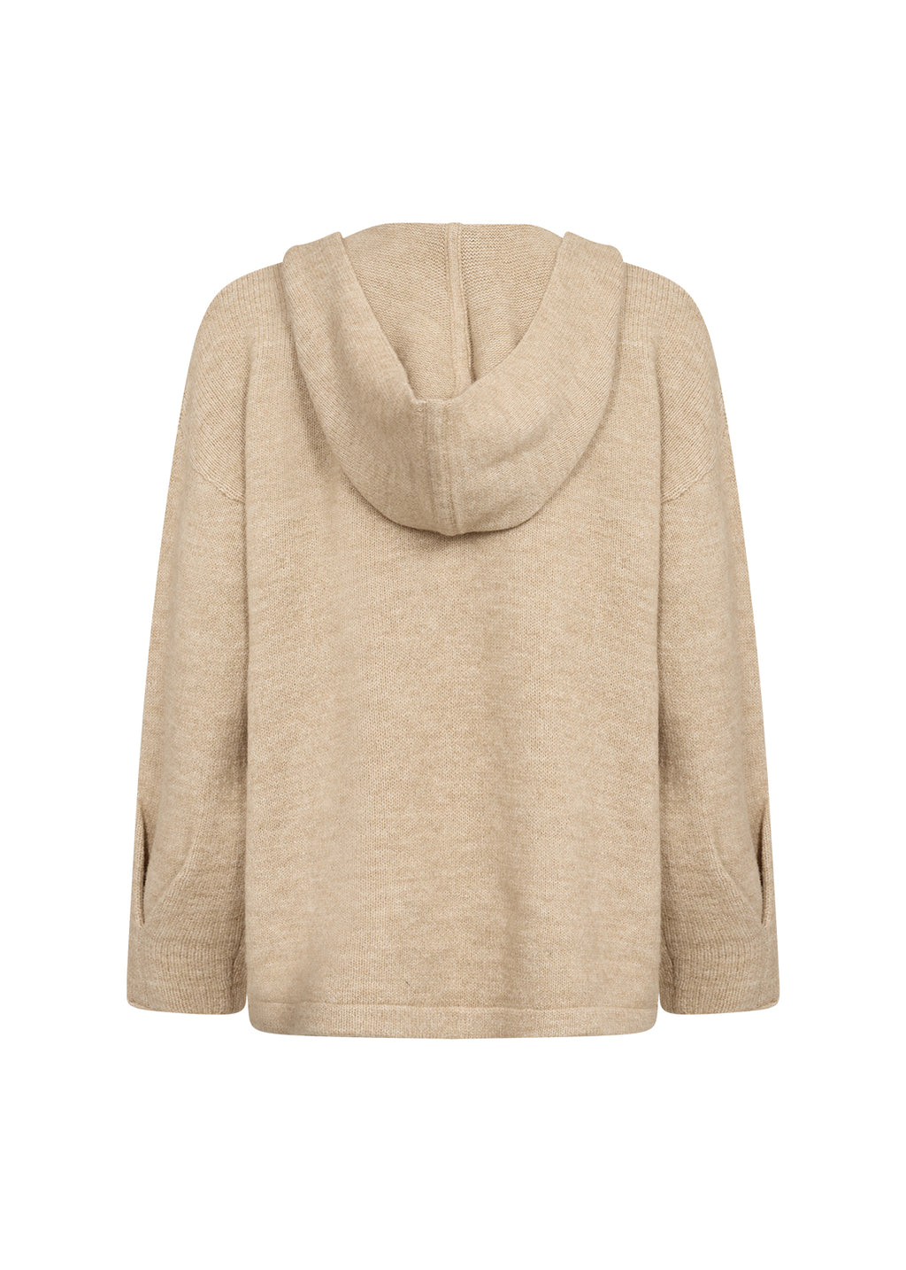 Beige Herla 4 cardigan med hette sett bakfra
