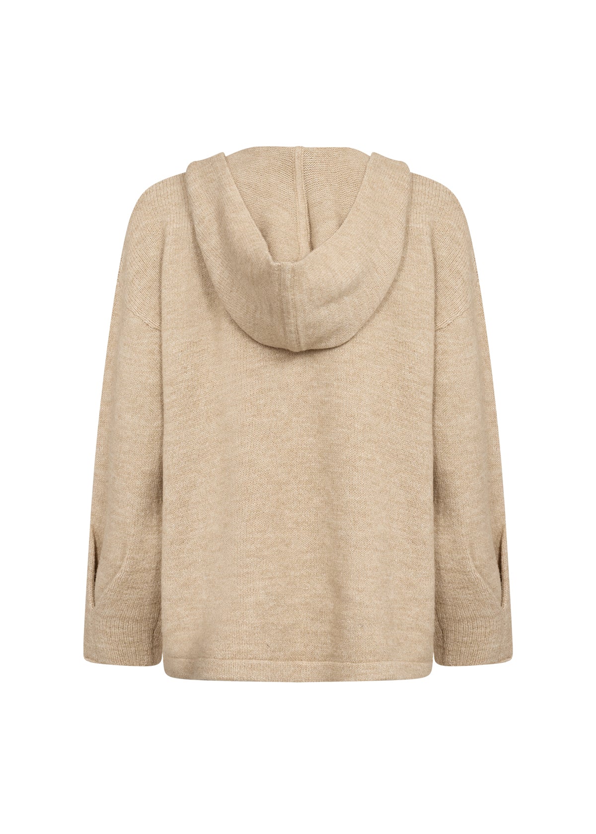 Beige Herla 4 cardigan med hette sett bakfra