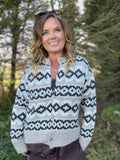 Alpa cardigan med nordisk mønster – Silver Mink – Freequent