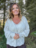 Niso cardigan med hullstrikk – nature – Cream