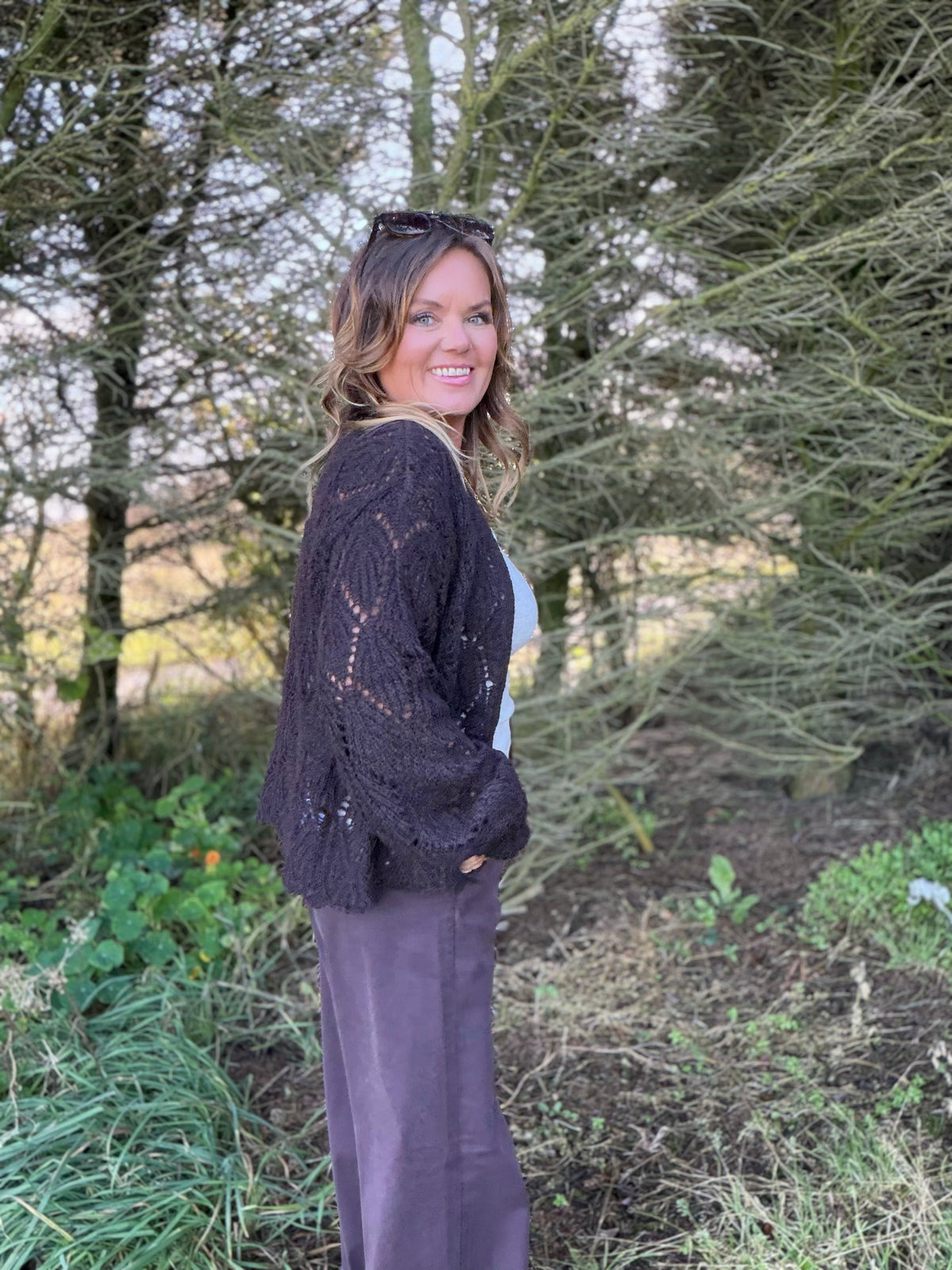 Niso cardigan med hullstrikk – Cream