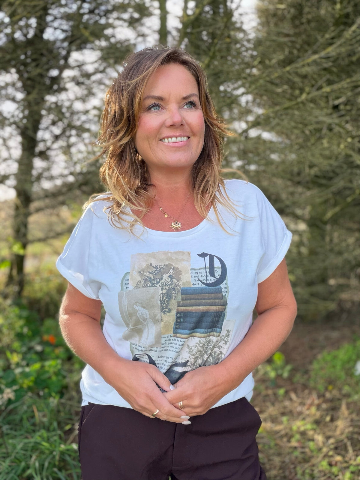 Malana T-skjorte med print – Cream