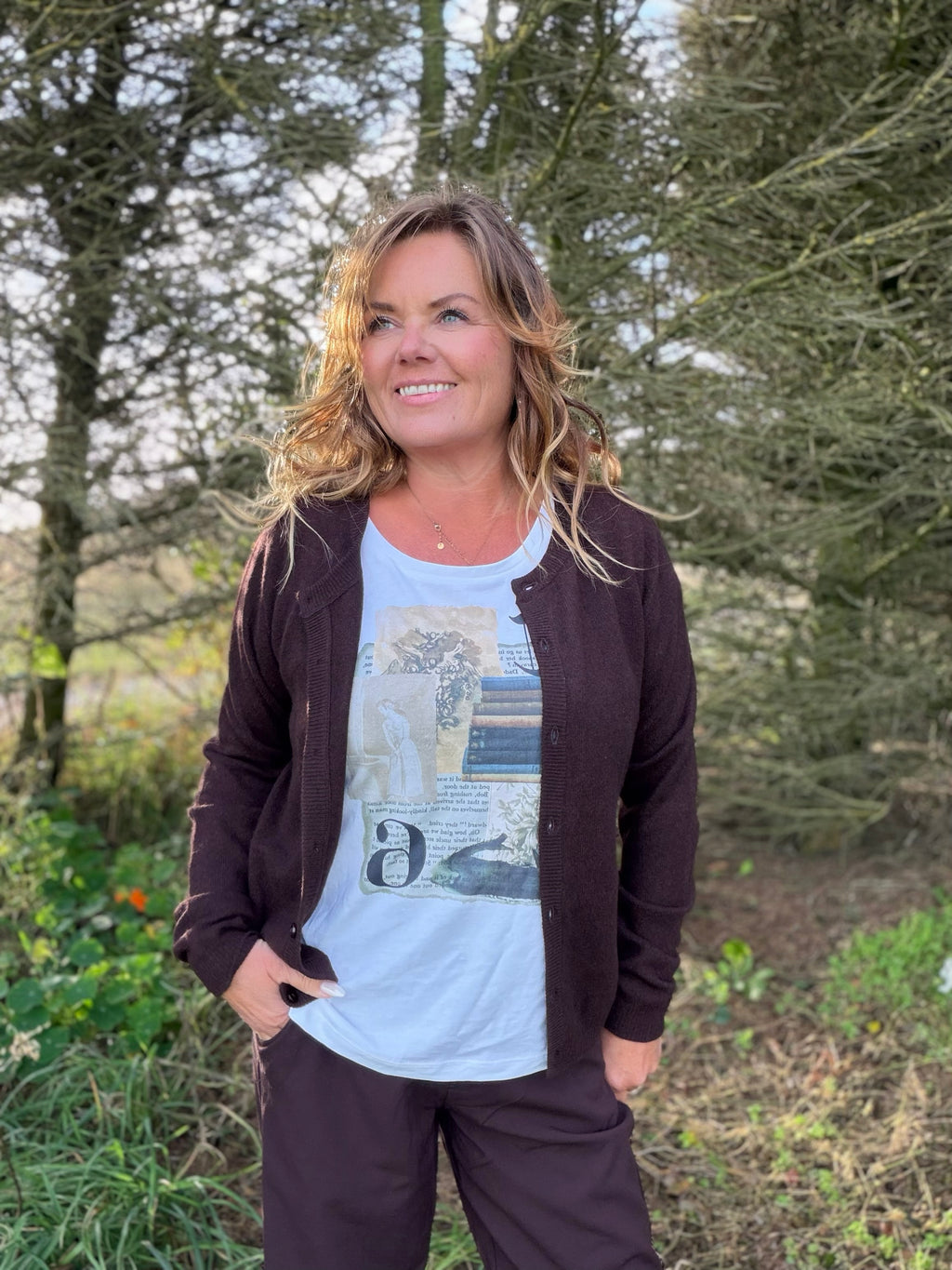 Malana T-skjorte med print – Cream