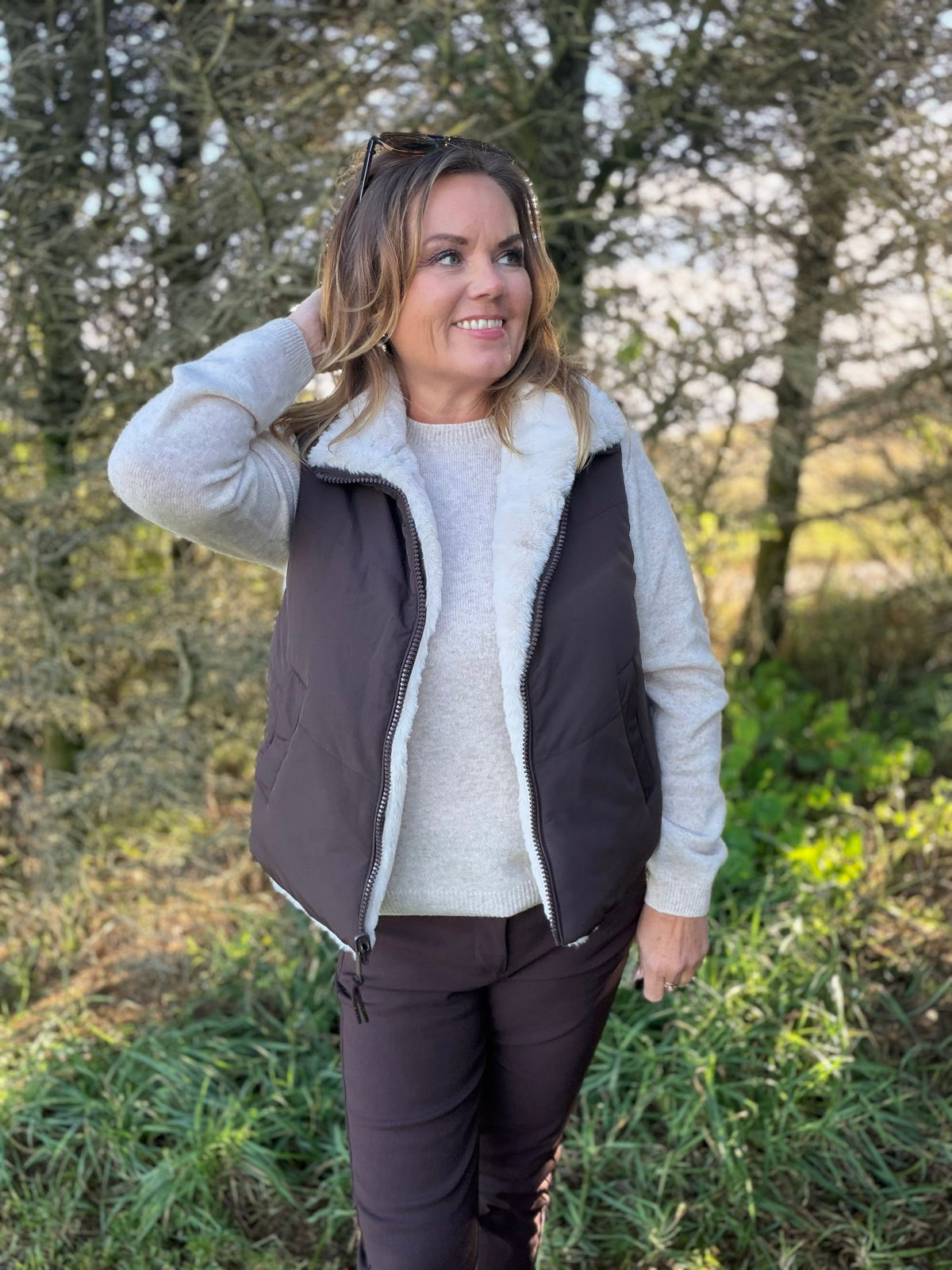 Ravi vendbar vest – Brun/krem – Freequent