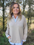 Banu 264 bluse med skjortedetaljer – Sand – Soyaconcept