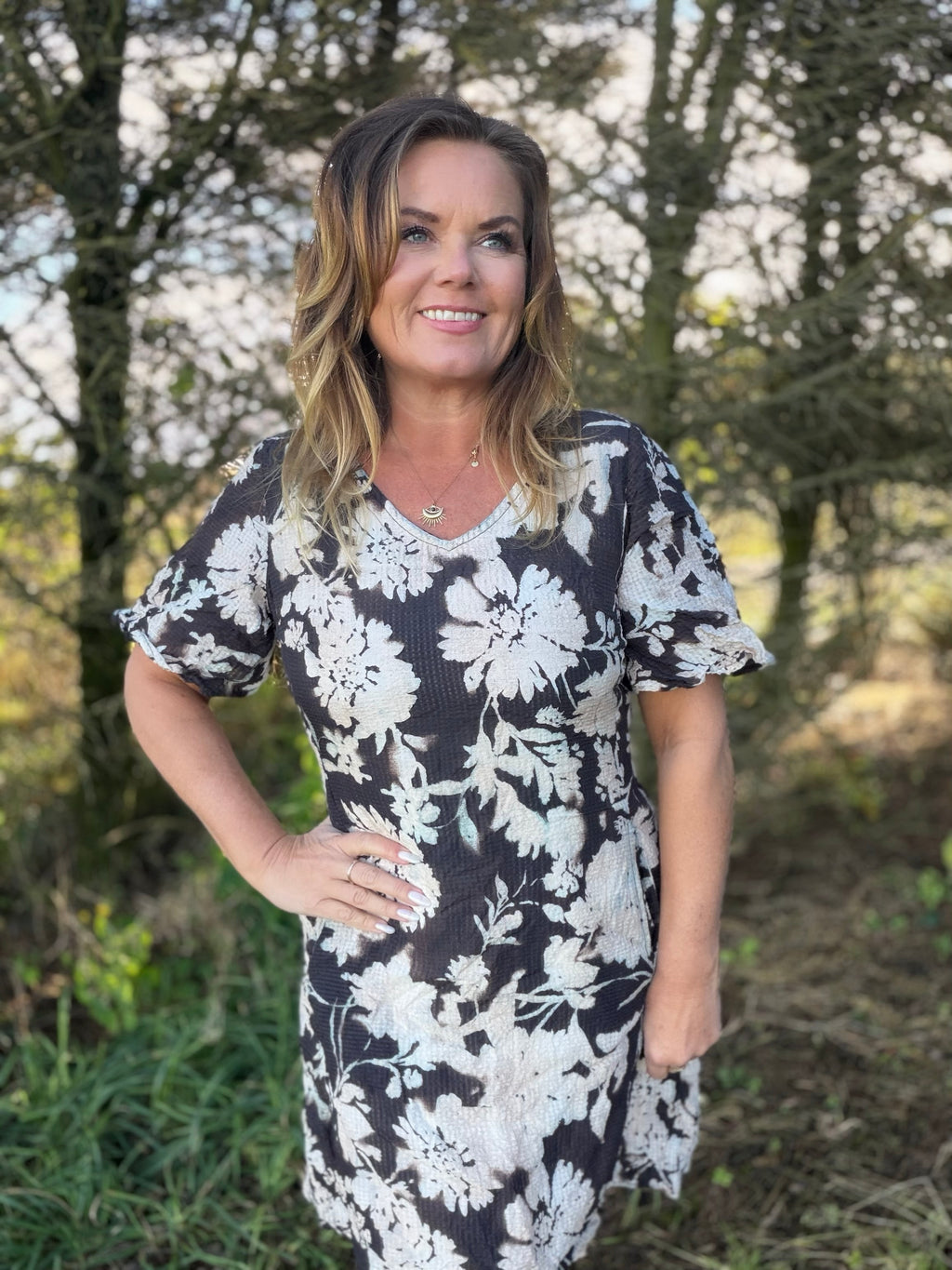 Hailey kjole fra Cream – brun og krem
