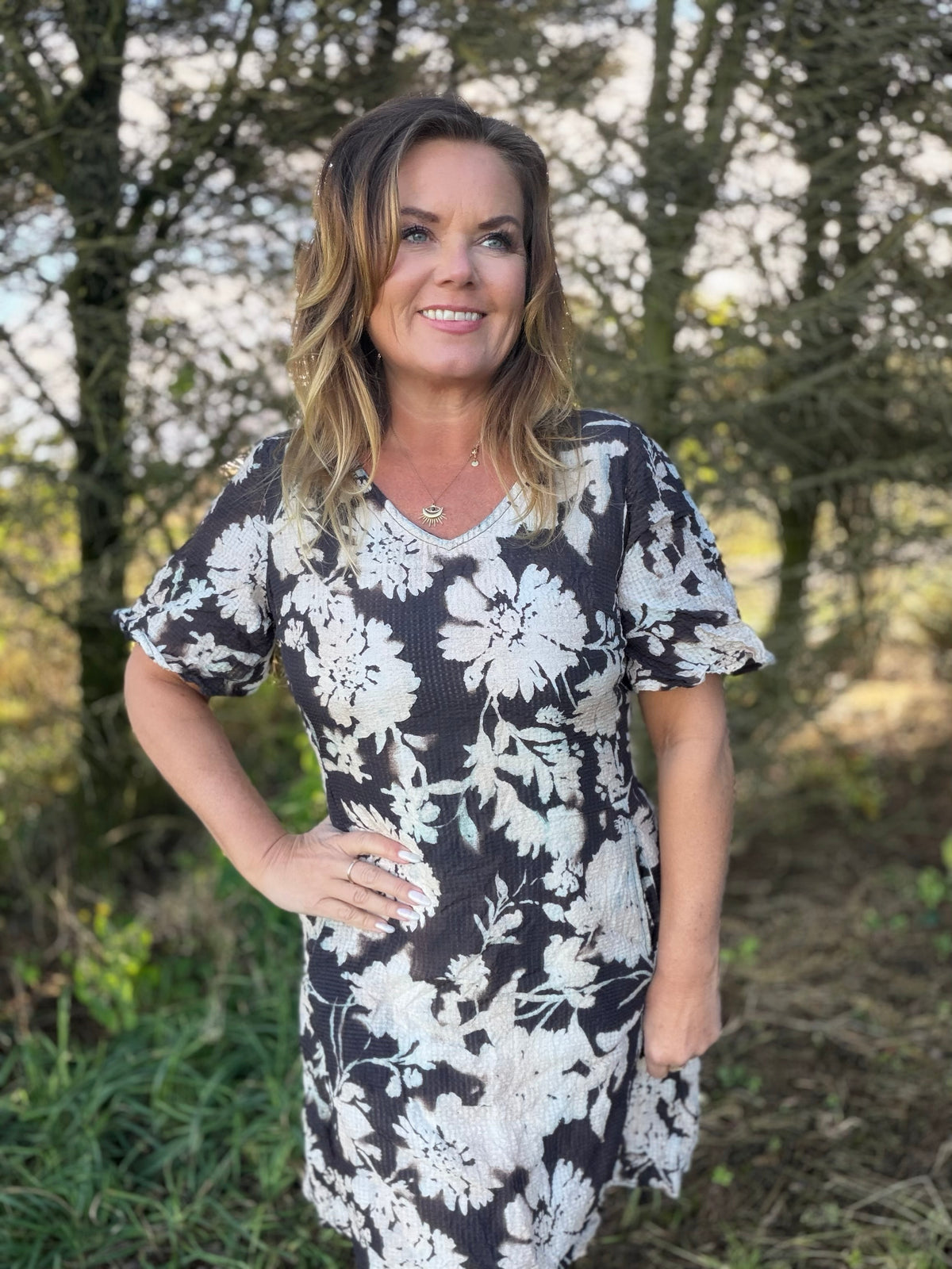 Hailey kjole fra Cream – brun og krem