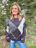 Grslulu pullover fra Freequent – brun/beige mønster