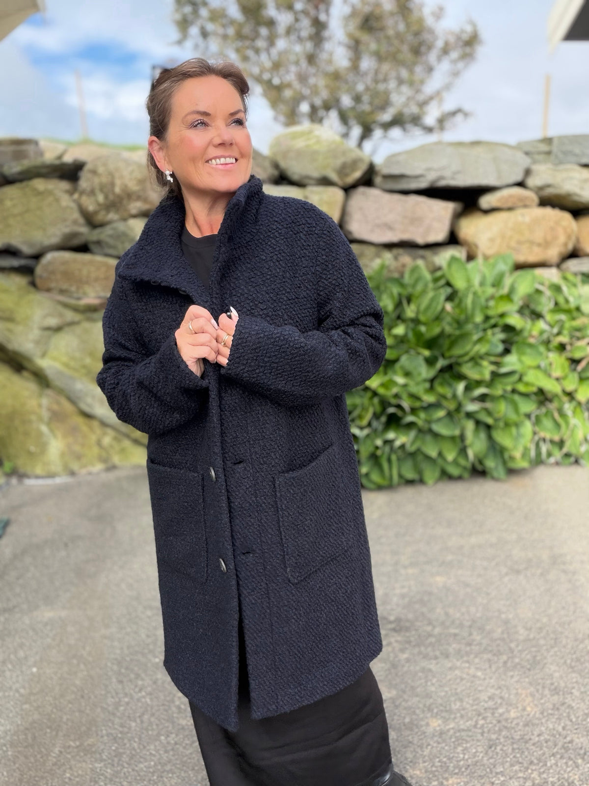 FerddySZ kåpe i ullblanding – sort – Saint Tropez