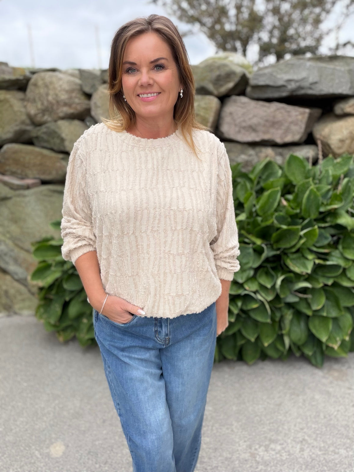 Marisol genser med struktur – Lys – Freequent