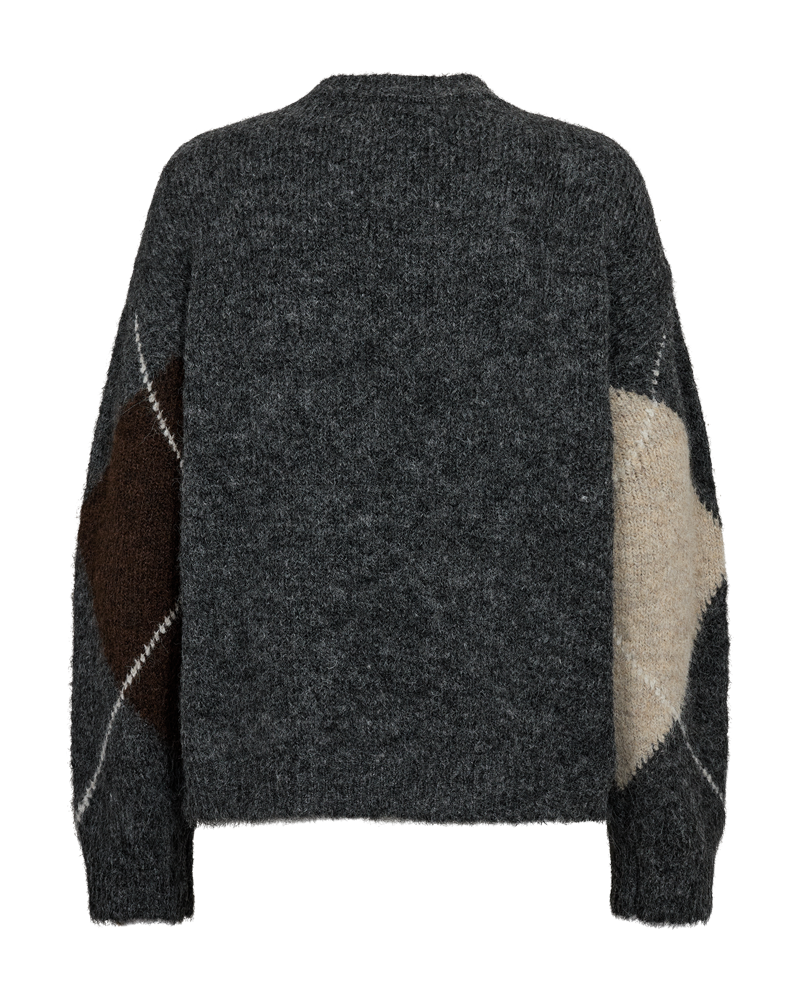 Grslulu pullover fra Freequent – mørk grå/brunt mønster