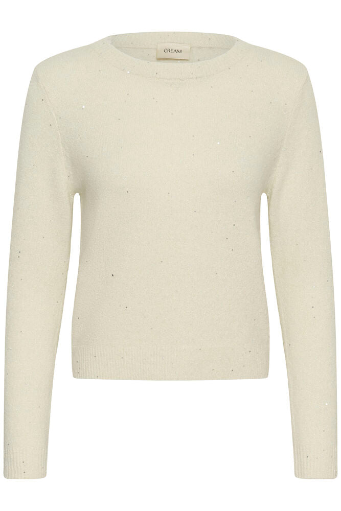 Jolli knit fra Cream – kremhvit med paljetter