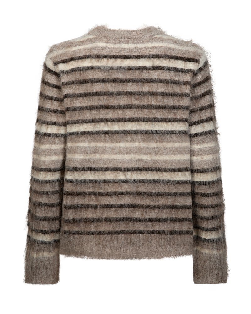 Lippi pullover fra Freequent – gråbeige stripet