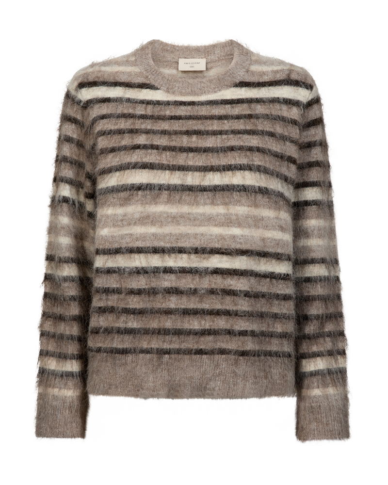 Lippi pullover fra Freequent – gråbeige stripet