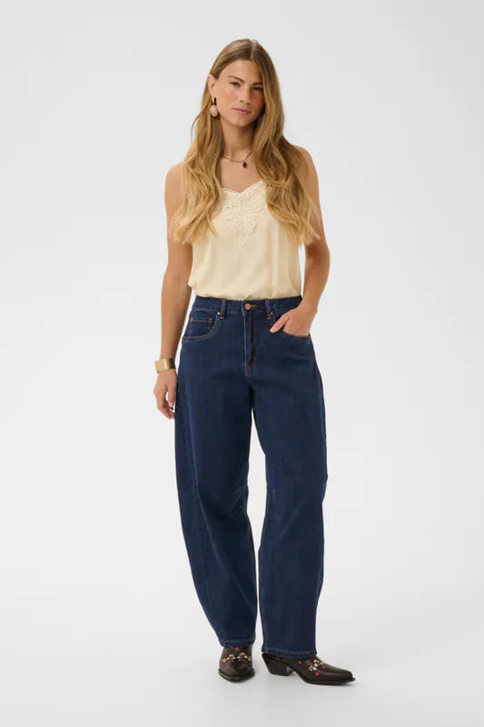 Bahren Ankel Balloon Jeans – Blå – Cream