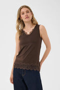 Alvaia topp med blonde – Brun – Cream