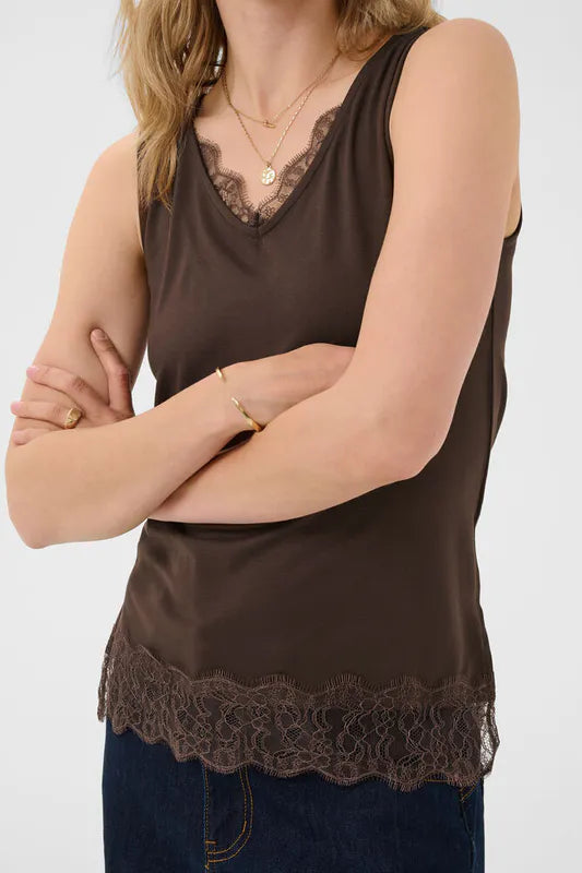 Alvaia topp med blonde – Brun – Cream