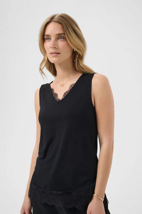 Alvaia topp med blonde – Sort – Cream