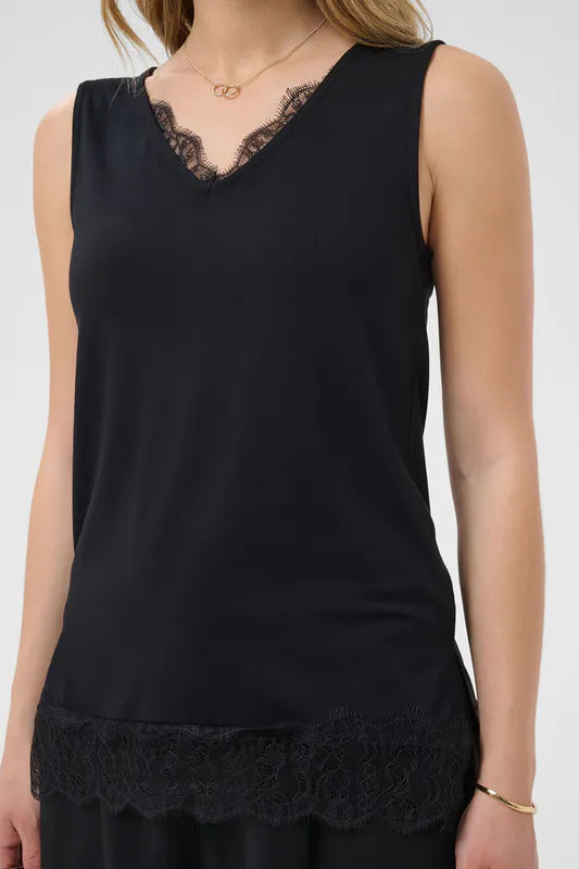 Alvaia topp med blonde – Sort – Cream