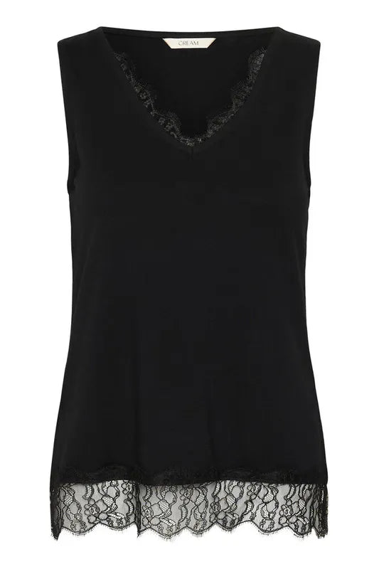 Alvaia topp med blonde – Sort – Cream