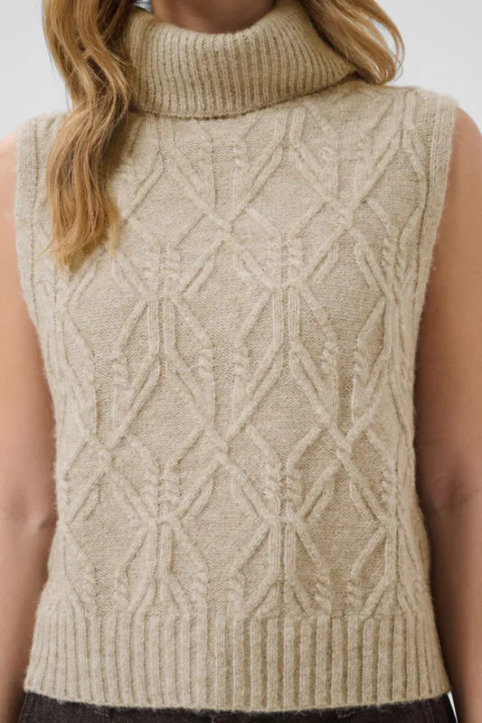 Elsie Knit Slipover fra Cream – lys melert