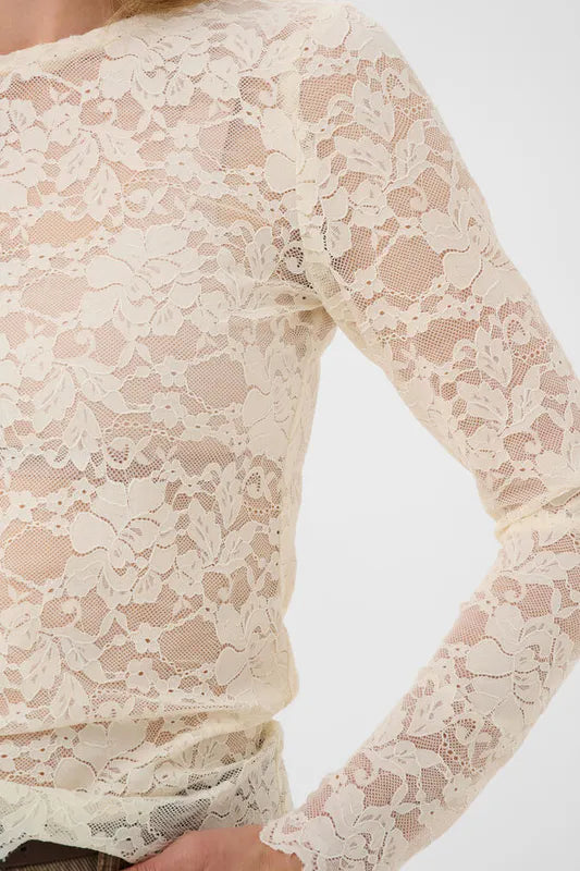 Pitia Lace bluse fra Cream – Nature