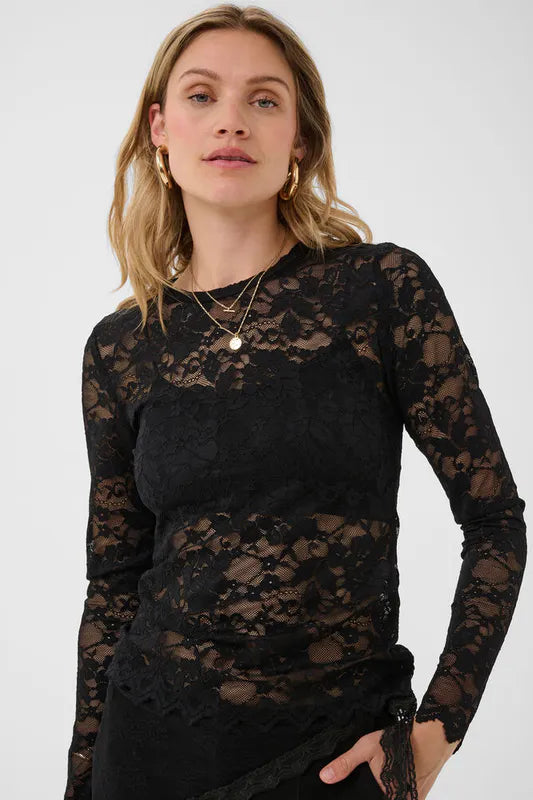 Pitia Lace bluse fra Cream – sort