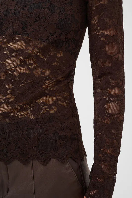 Pitia Lace bluse fra Cream – brun