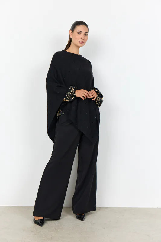 Poncho med glitter – sort
