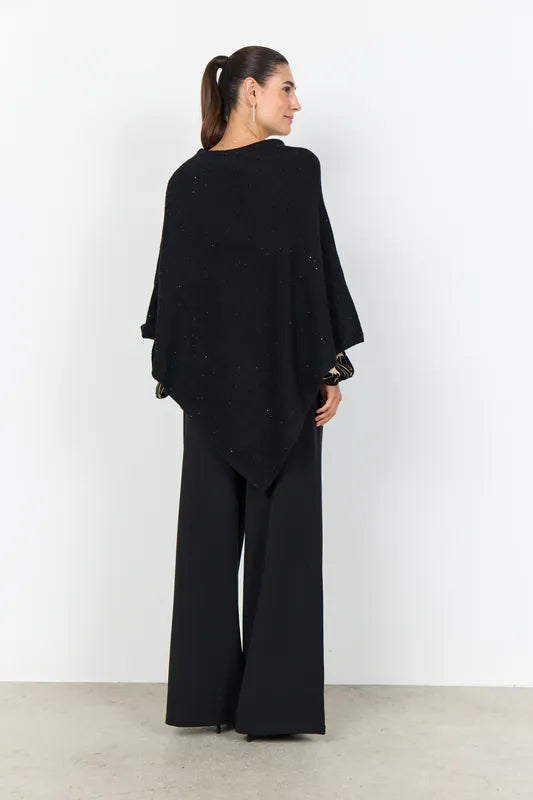 Poncho med glitter – sort