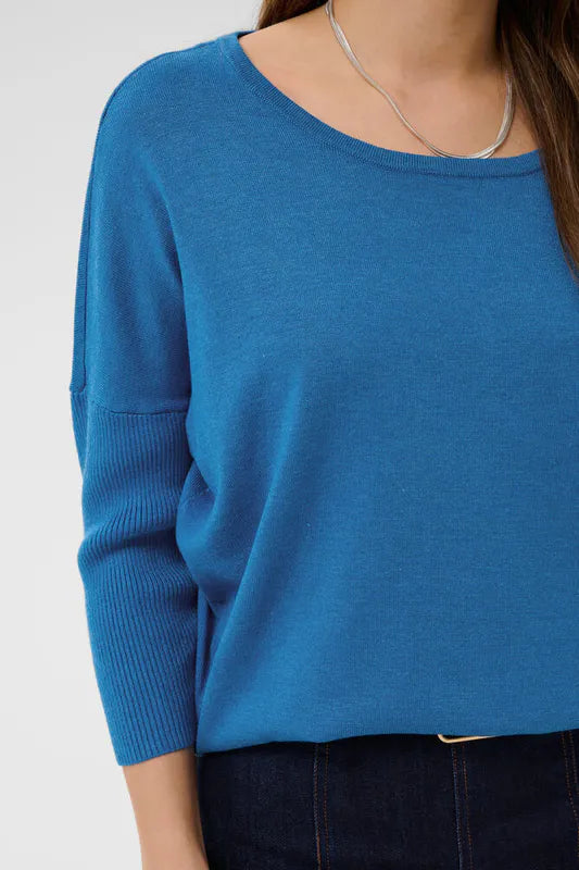 Mila genser med rund hals fra Saint Tropez – Campanula Melange Blue
