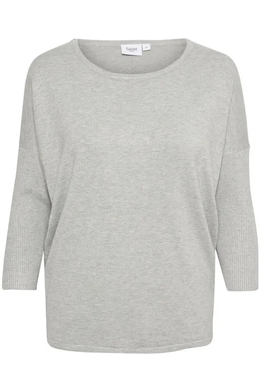 Mila genser med rund hals fra Saint Tropez – Pearl Grey
