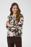Hailey bluse fra Cream – brun og krem