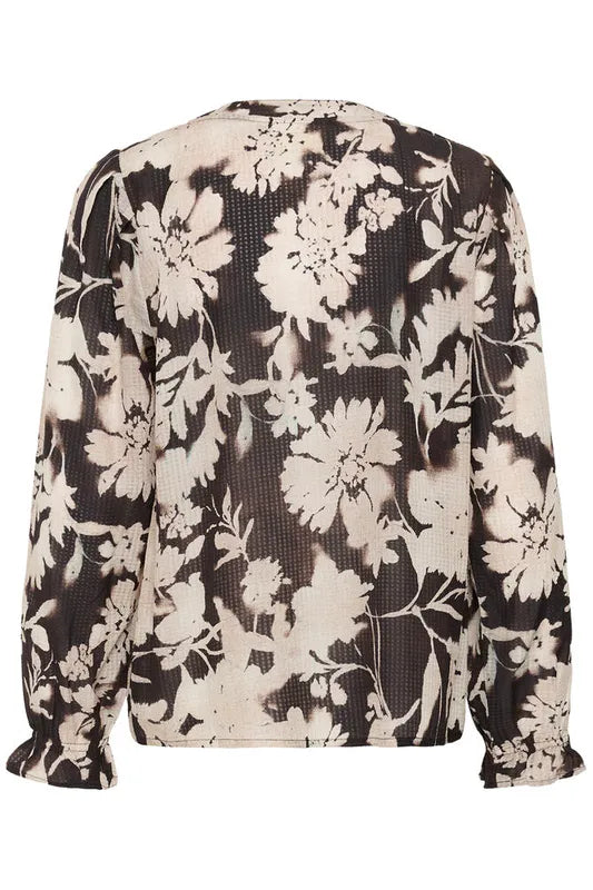 Hailey bluse fra Cream – brun og krem