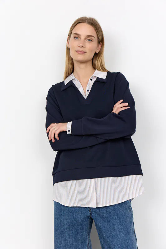 Banu 264 bluse med skjortedetaljer – Soyaconcept
