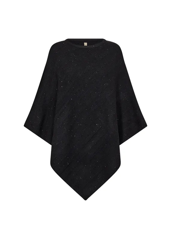 Poncho med glitter – sort