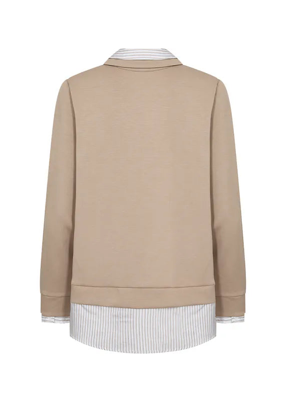 Banu 264 bluse med skjortedetaljer – Sand – Soyaconcept
