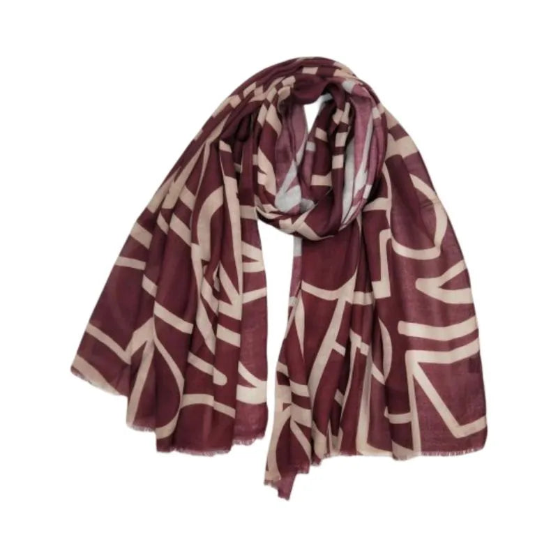 Skjerf med print – burgunder